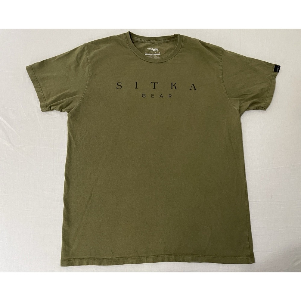 Sitka Gear Men's T-shirt Large Green Organic Cotton Logo Hunting Tee Outdoors